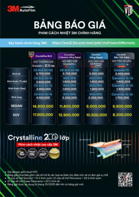 Bảng giá phim cách nhiệt 3M Crystalline 2026